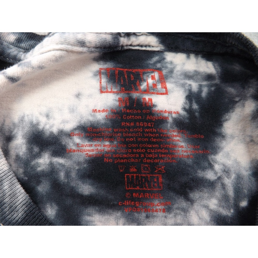 Marvel Tie Dye Long Sleeve Shirt Men's Size M Black/White/Multi Super Heroes - Picture 15 of 16
